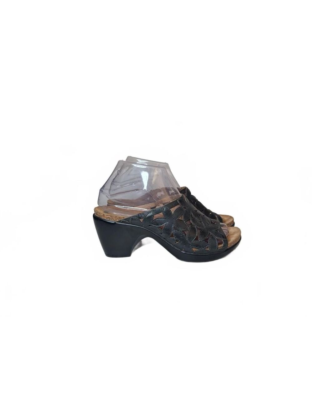 Dansko Clarissa Black‎ Leather Floral Cutout Slide Sandals Size 37
